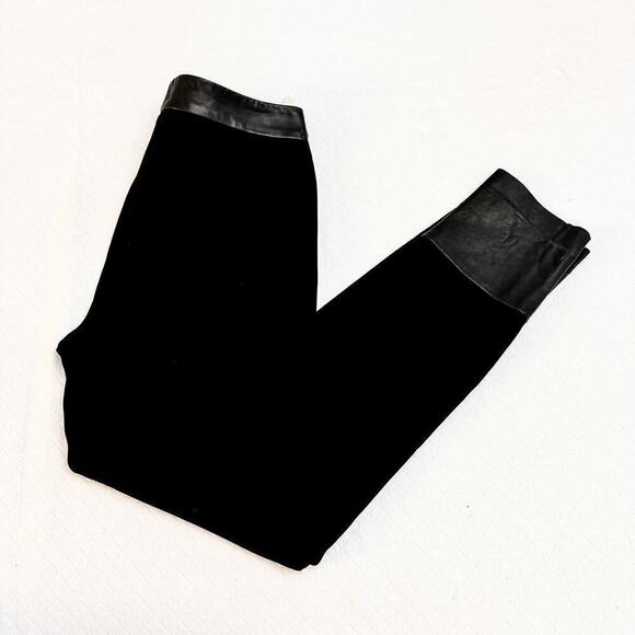Rag & Bone Lamb Leather Accent Cropped Black Trouser Pants Size 2 - Picture 10 of 10
